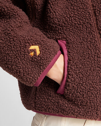 Sherpa Half Zip Top Eternal Earth Brown, Detail View