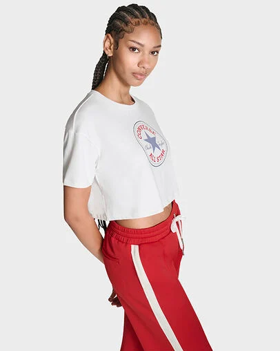 Chuck Taylor All Star Patch Cropped T-Shirt White, Full Body View