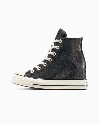 Chuck Taylor All Star Wedge Platform Sparkle Black/Egret/Black, Inner Side View