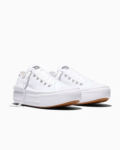 Chuck Taylor All Star Move Canvas Platform White/White/White, Top and Side View