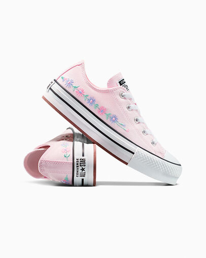 Chuck Taylor All Star EVA Lift Platform Embroidered Florals Sugar Berry/White/Black, Detail Angle View