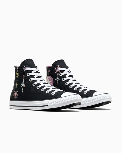 Chuck Taylor All Star Alchemy Embroidery Black/Egret/Dreamy Dahlia, Top and Side View