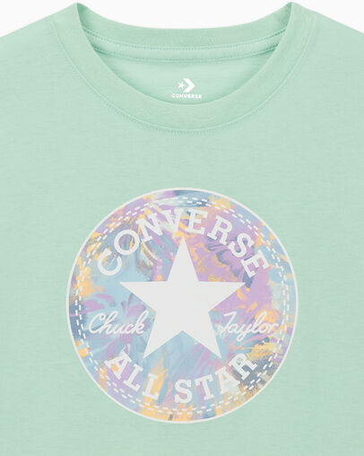 Floral Chuck Taylor Patch T-Shirt Sticky Aloe Green, Full Body View