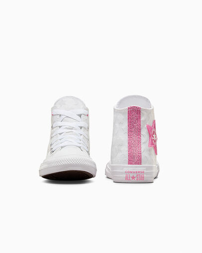 Chuck Taylor All Star Sparkle White/Oops Pink/White, Heel View