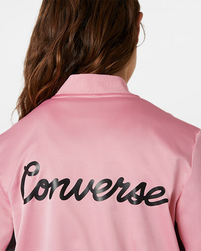 Colorblocked Satin Track Full-Zip Coastal Pink