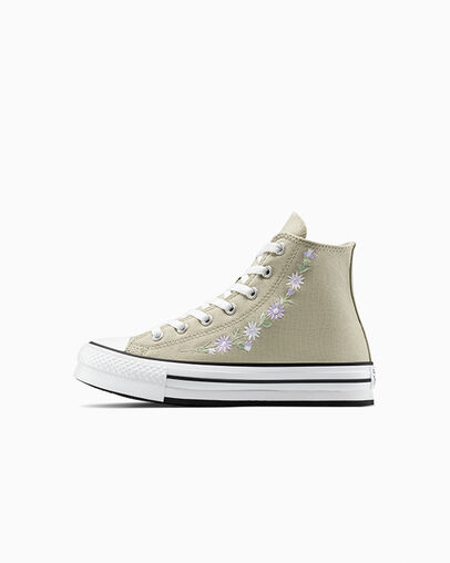 Chuck Taylor All Star EVA Lift Platform Embroidered Florals Pale Surplus/White/Violet Heat, Inner Side View