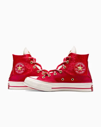 Chuck 70 Lunar New Year Enamel Red/Egret/Days Ahead, Detail Angle View