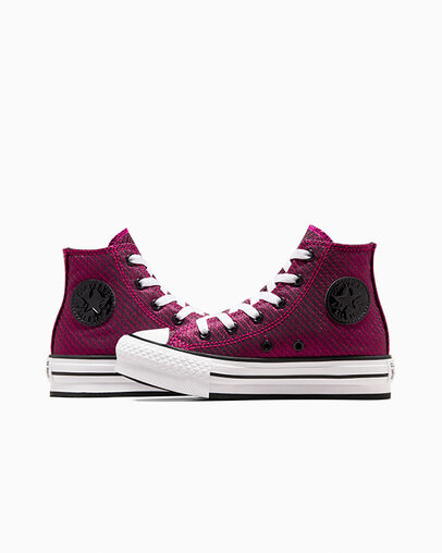 Chuck Taylor All Star Platform Lift Sparkle Prime Pink/White/Black, Detail Angle View