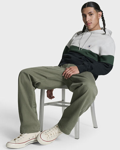 Color Block Pullover Hoodie Grey Multi