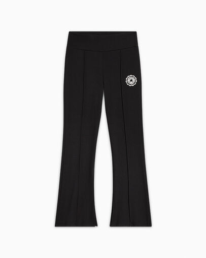 Pintuck Flared Leggings Black, Front View