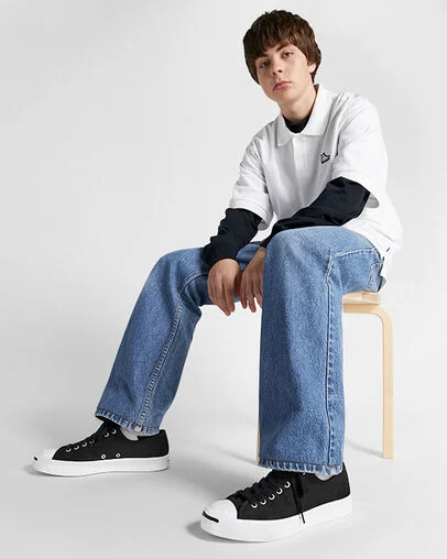 Jack Purcell Canvas Black/White/Black, On Foot Shot 2