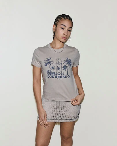 Echo Palms T-Shirt Classic Ecru, Front View