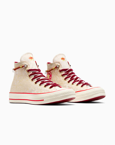 Chuck 70 Lunar New Year Egret/Enamel Red/Light Gold, Top and Side View