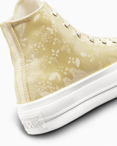 Chuck Taylor All Star Lift Platform Golden Butterfly Lemon Drop/Vintage White/Egret, Detail Angle View