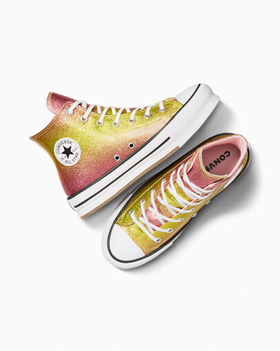 Chuck Taylor All Star EVA Lift Platform Citrus Glitz Like Butter Yellow/Donut Glaze/White, Angled View