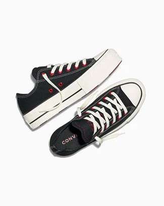 Chuck Taylor All Star Lift Platform Valentine's Day Black/Egret/Days Ahead Red, Outer Side View