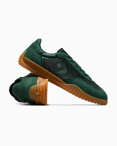 Converse Run Star Trainer With Swarovski® Crystals Deep Emerald/White/Multi, Detail Angle View