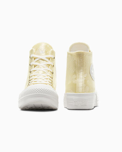 Chuck Taylor All Star Lift Platform Golden Butterfly Lemon Drop/Vintage White/Egret, Heel View