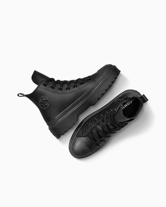 Chuck Taylor All Star Lugged Lift Platform Leather Black/Black/Black, Outer Side View