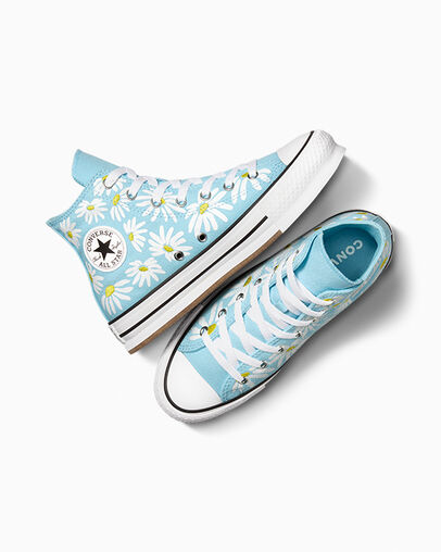 Chuck Taylor All Star Lift Platform Floral True Sky/Dandy Lion/White, Angled View