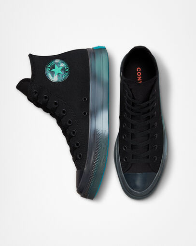 Chuck Taylor All Star CX Spray Paint Black/Cyber Teal/Ghosted, Top and Side View