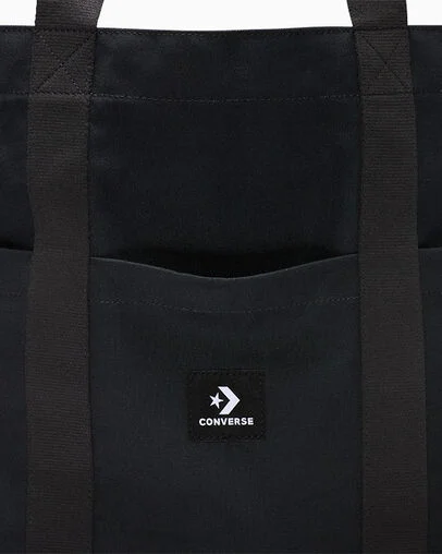 Premium Heavyweight Canvas Tote Bag Converse Black, Detail View