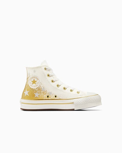 Chuck Taylor All Star EVA Lift Platform Gold Metallic Vintage White/Gold, Outer Side View