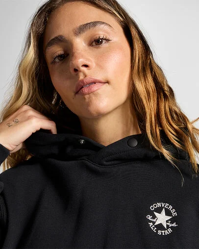 Polar Fleece Oversized Hoodie Converse Black, Detail View