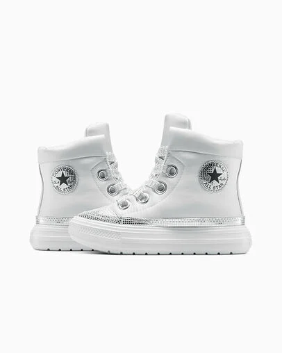 Chuck Taylor All Star Disco Glitter Elements Boots Barely Grey/Silver/Black, Detail Angle View