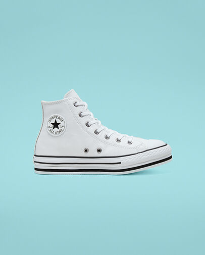 Leather Chuck Taylor All Star Platform White/White/Black
