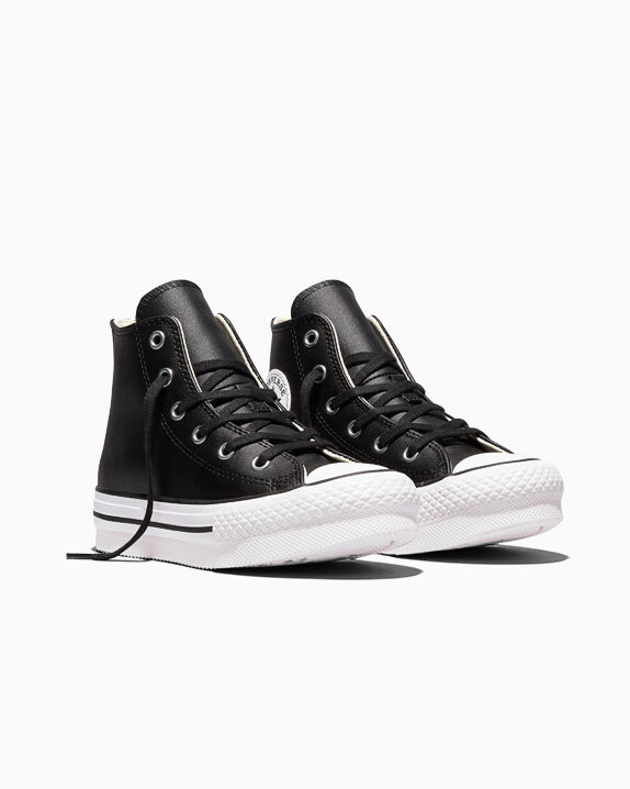 Converse Girls Chuck Taylor All Star Eva Lift Leather - Girls' Preschool Basketball Shoes Black/Ivory Size 12.0