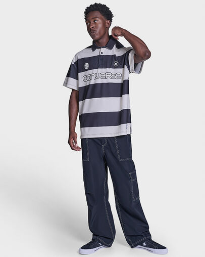 Retro Chuck Short Sleeve Polo Converse Egret Multi, Full Body View