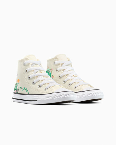 Chuck Taylor All Star Lily Pad Egret/White/Black, Top and Side View