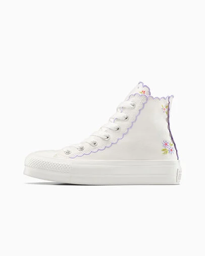 Chuck Taylor All Star Lift Platform Embroidered Flowers Vintage White/Violet Heat, Inner Side View