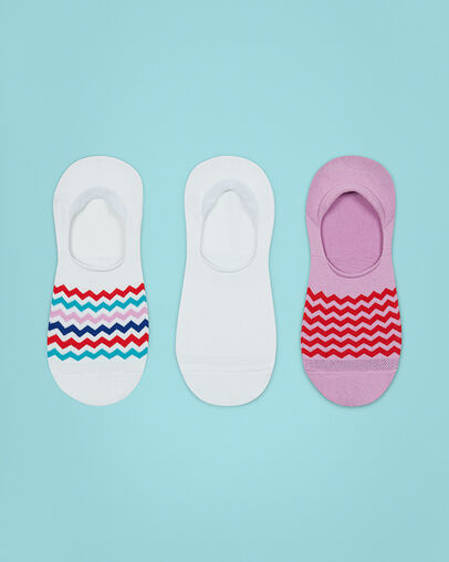 3-Pack Mini Volt Zig Zag Liner Socks White/Multi White Peony/Univer, Front View