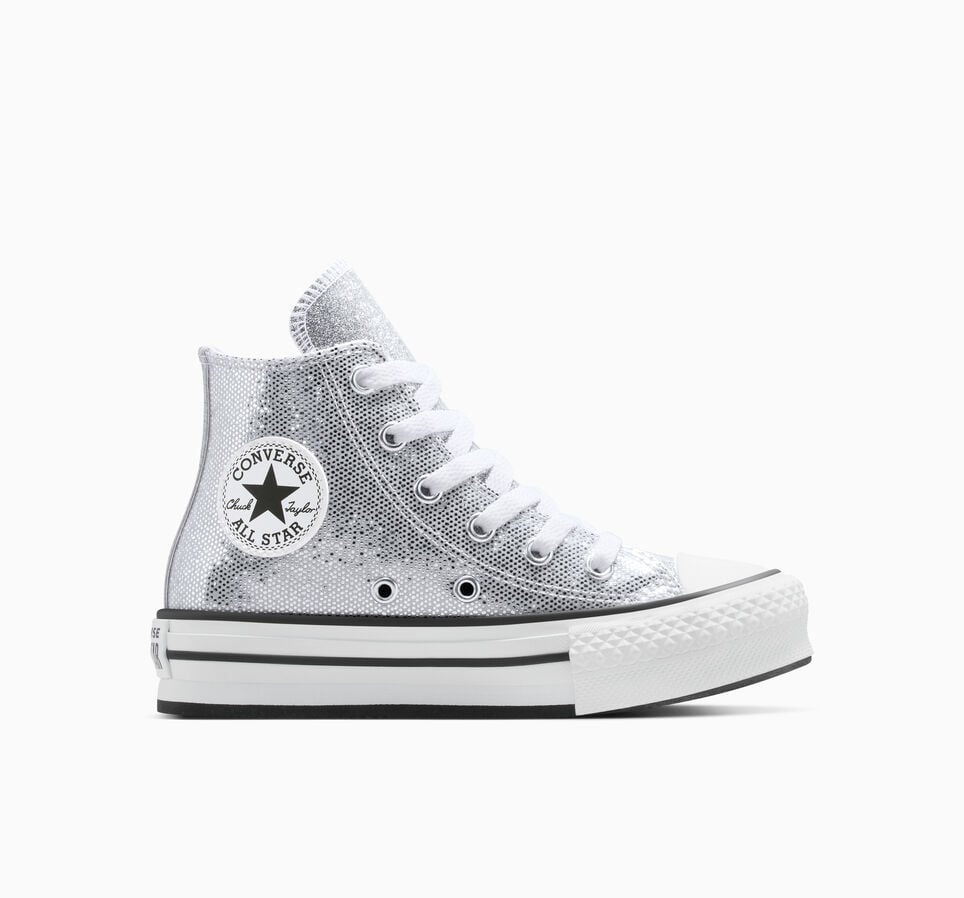 Chuck Taylor All Star Lift Platform Disco Glitter Silver/White/Barely Grey