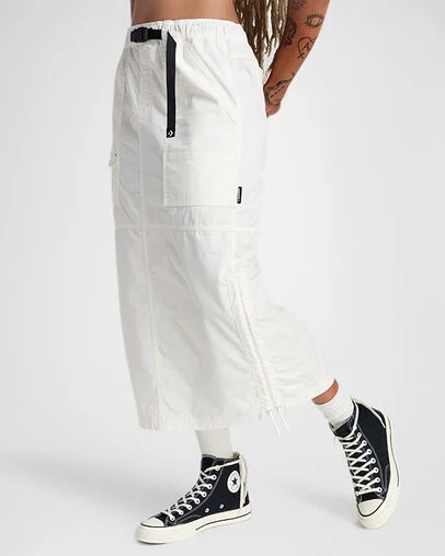 Long Woven Cargo Skirt Converse Egret, Front View