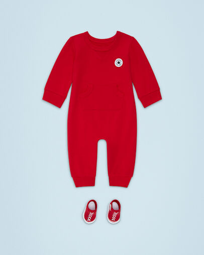 Lil Chuck Taylor Coverall w/ Sock Bootie Set Enamel Red, Front View