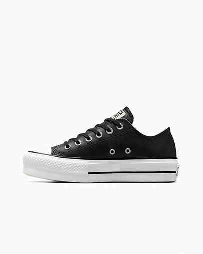 Chuck Taylor All Star Leather Platform Low Top Black/Black/White