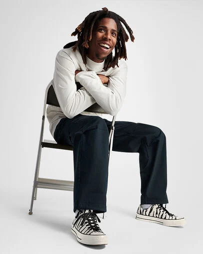 Chuck 70 Glow-In-The-Dark Zebra Print Light Dune/Black/Egret, On Foot Shot 2