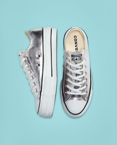 Metallic Canvas Platform Chuck Taylor All Star Silver/Black/White