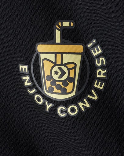 Boba Tea T-Shirt Converse Black, Full Body View