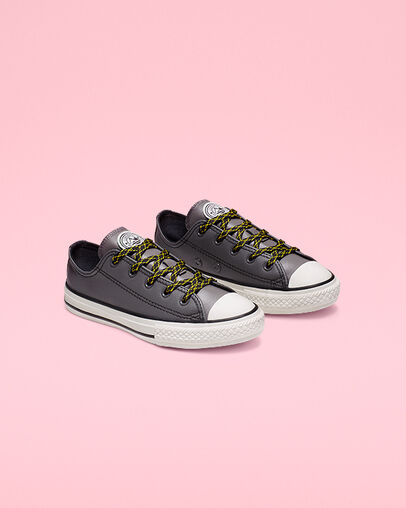 Tumbled Leather Chuck Taylor All Star Carbon Grey/Vivid Sulfur/Egret