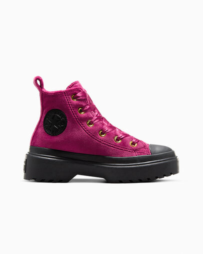 Chuck Taylor All Star Lugged Lift Platform Velvet Legend Berry/Black/Black, Outer Side View