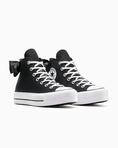 Chuck Taylor All Star Lift Platform Bows Black/White/Black, Top and Side View