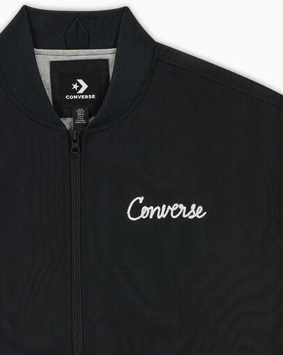 Chain Stitch Woven Jacket Converse Black, Full Body View
