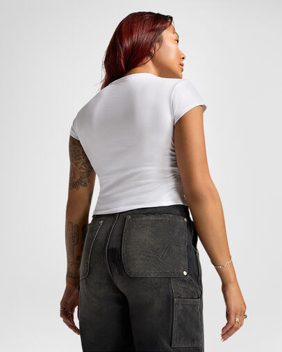 Ruched Crop Top White, Full Body View