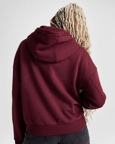 Polar Fleece Oversized Hoodie Deep Bordeaux