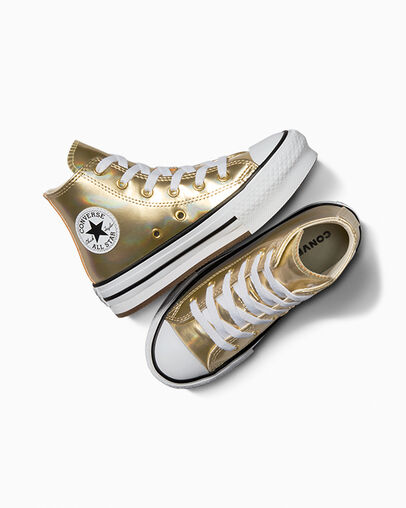 Chuck Taylor All Star EVA Lift Platform Metallic Metallic Light Gold/White, Angled View