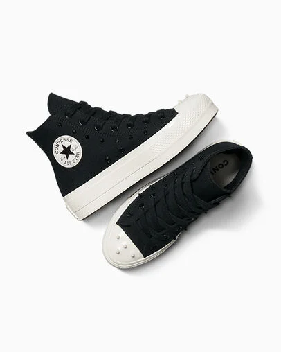 Chuck Taylor All Star Lift Platform Spikes Black/Vintage White/Black, Angled View